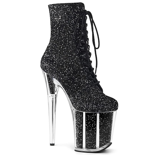 

Damen Stiefel Stripper Stiefel Schnürstiefel Täglich Strand Stiefeletten Stiefeletten Pumps Runde Zehe Geschlossene Spitze PU Leder Reißverschluss Einfarbig Mandelfarben Schwarz Silber