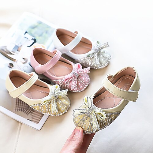 

Girls' Flats Flower Girl Shoes Leather Portable Princess Shoes Little Kids(4-7ys) Toddler(2-4ys) Daily Festival Outdoor Indoor Butterfly Pink Yellow Silver Fall Spring