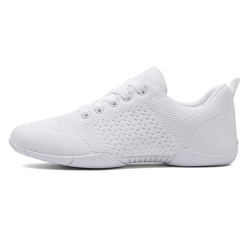 baskets de danse pour femme chaussures d'acclamation entraînement pratique  cheerleading baskets en maille talon plat bout rond à lacets adulte enfant  blanc de 2024 ? $44.99