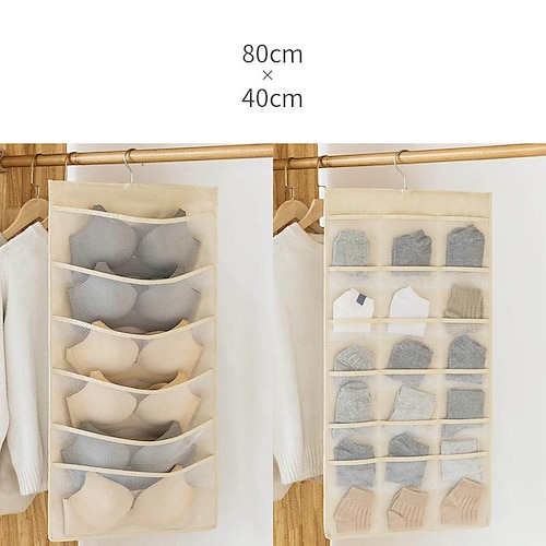 Dual-Sided Hanging Closet Organizer Pocket for Underwear Stocking