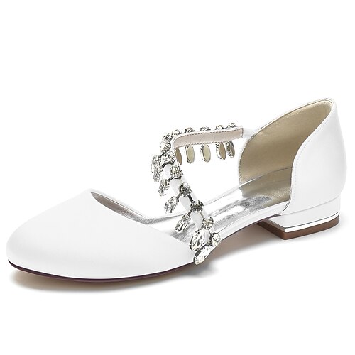 

Femme Chaussures de mariage Chaussures habillées Mariage Soirée Appartements de mariage Eté Strass Talon Plat Bout rond Luxueux Elégant Doux Satin Bande élastique Couleur Pleine Vin Noir Blanche