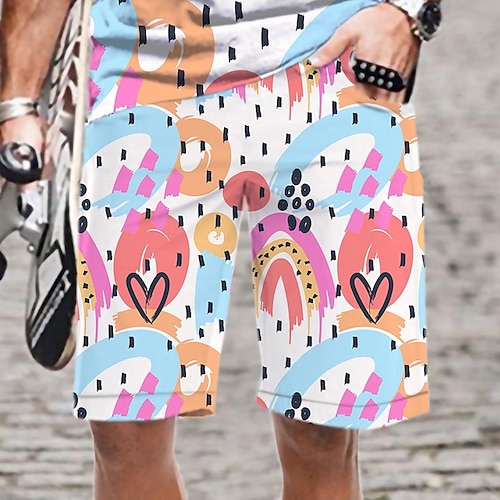 

Men's Casual Fashion Shorts Beach Shorts 3D Print Elastic Drawstring Design Knee Length Pants Daily Holiday Micro-elastic Graphic Graffiti Comfort Soft Mid Waist Green Blue Pink Light Blue M L XL XXL