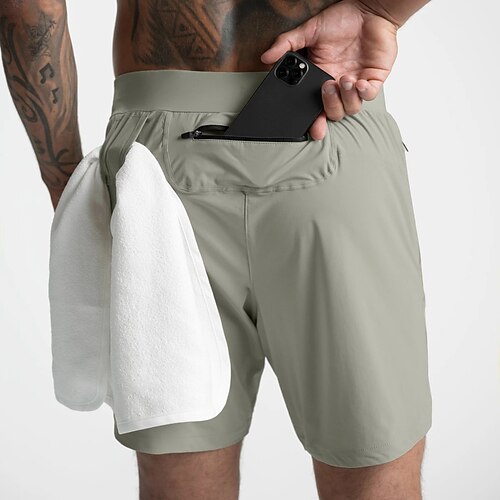 

Men's Running Shorts Athletic Shorts Pocket with Phone Pocket Bottoms Home Casual Breathable Quick Dry Lightweight Basketball Running Workout Sportswear Activewear Solid Colored Black Pink Light Green