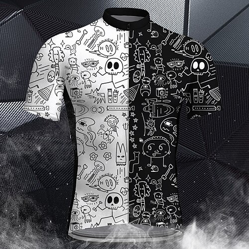 

21Grams Men's Cycling Jersey Short Sleeve Bike Top with 3 Rear Pockets Mountain Bike MTB Road Bike Cycling Breathable Quick Dry Moisture Wicking Reflective Strips Black Graphic Color Block Polyester