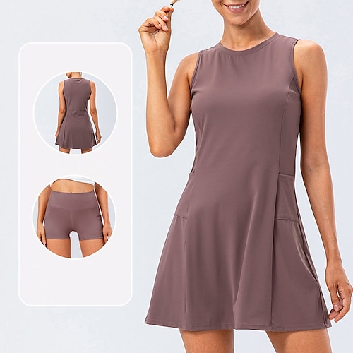 

Women's Tennis Dress Breathable With Pockets Quick Dry Sleeveless Dress With Inner Shorts Solid Color Spring Summer Tennis Golf Running / Spandex / Nylon / Stretchy / Moisture Wicking / Lightweight
