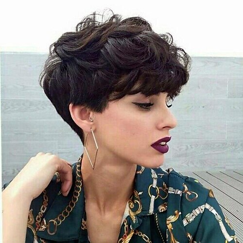 

Short Wigs Pixie Cut Wig for Black Women Brazilian Remy Human Hair Wig Full Machine Made Wigs 130% Density Cheap Human Hair Wig Capless Human Hair Wig