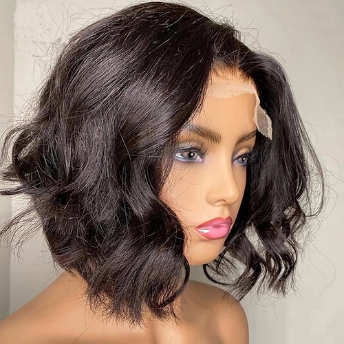 

Short Bob Body Wave Bob Wig 4x4 Lace Front Wig Brazilian Remy Curly Human Hair Bob Wigs For Women Natural Color Lace Closure Wig 10-14 Inch
