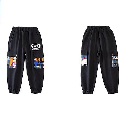 Boys 3D Letter Hoodie & Sweatpants Set Tracksuits Long Sleeve Fall Cool Street Style Kids 5-13 Years Outdoor Loose Fit