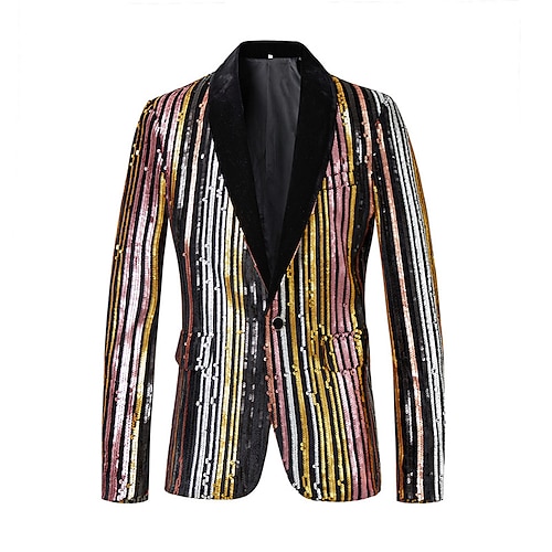 

Men's Party Sequins Blazer Regular Regular Fit Sequin Rainbow 2022 / Winter