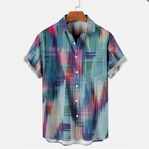 

Herren Hemd Graphic Umlegekragen Regenbogen Outdoor Strasse Kurzarm 3D Button-Down Bekleidung Modisch Casual Atmungsaktiv Komfortabel / Sommer / Sommer