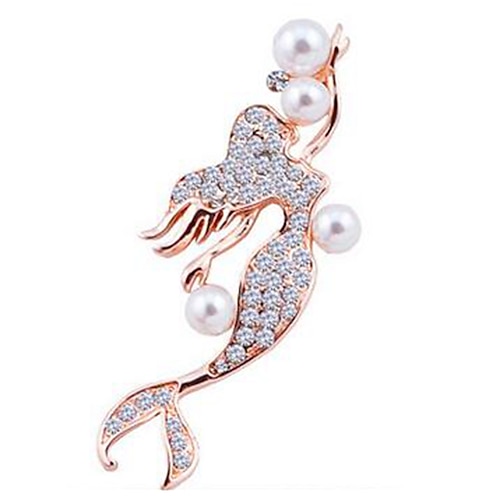 

Women's Brooches Classic Mermaid Stylish Classic Brooch Jewelry Golden Silver For Gift Daily