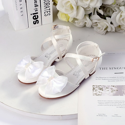 

Girls' Heels Flower Girl Shoes Satin Big Kids(7years ) Little Kids(4-7ys) Flower Champagne Milky White Fall Summer