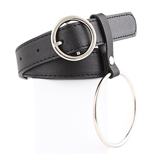 

Women's Unisex PU Buckle Belt PU Leather Prong Buckle O-ring Casual Classic Daily Holiday Black