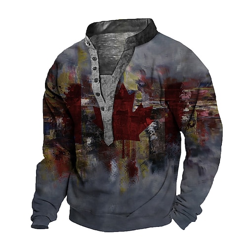 

Men's Unisex Sweatshirt Pullover Gray Standing Collar Graphic Prints National Flag Print Casual Daily Sports 3D Print Designer Casual Big and Tall Spring & Fall Clothing Apparel Hoodies Sweatshirts
