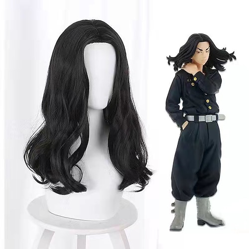 

Cosplay Cosplay Cosplay Wigs Men's With Bangs 50 inch Heat Resistant Fiber Dry Black Adults' Anime Wig