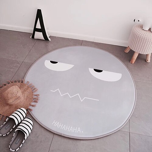 

Cartoon Round Area Rug Door Mat Velvet Accent Throw Rugs Soft Non-Slip Circle Mat for Bedroom Bathroom Living Room