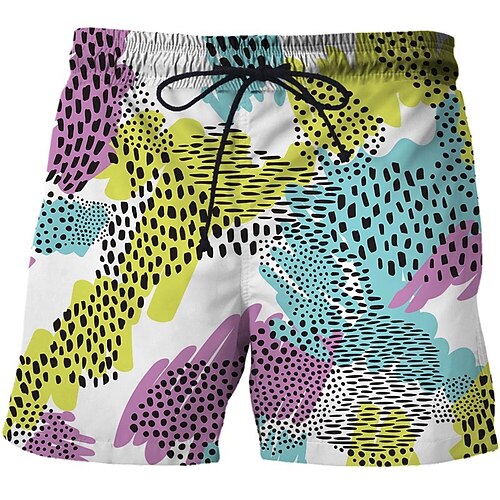 

Men's Casual Fashion Shorts Beach Shorts 3D Print Elastic Drawstring Design Knee Length Pants Daily Holiday Micro-elastic Graphic Leopard Comfort Soft Mid Waist Blue Purple Yellow Light Blue M L XL