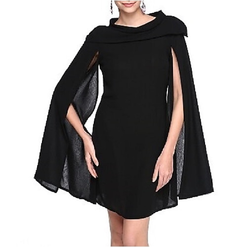 

A-Line Little Black Dress Celebrity Style Holiday Homecoming Cocktail Party Dress Jewel Neck Sleeveless Short / Mini Chiffon with Pleats 2022 / Prom