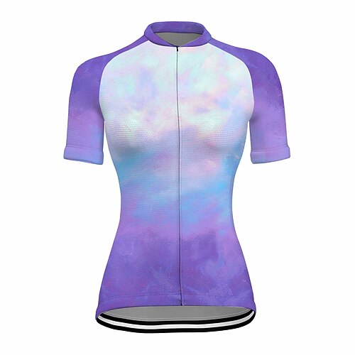 

21Grams Mulheres Camisa para Ciclismo Manga Curta Moto Blusas com 3 bolsos traseiros Ciclismo de Montanha Ciclismo de Estrada Respirável Secagem Rápida Pavio Humido Tiras Refletoras Roxo Gradiente