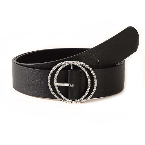 

Women's PU Buckle Belt PU Leather Prong Buckle Geometric Classic Party Black