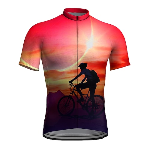 

21Grams Men's Cycling Jersey Short Sleeve Bike Top with 3 Rear Pockets Mountain Bike MTB Road Bike Cycling Breathable Quick Dry Moisture Wicking Reflective Strips Red Graphic Polyester Spandex Sports