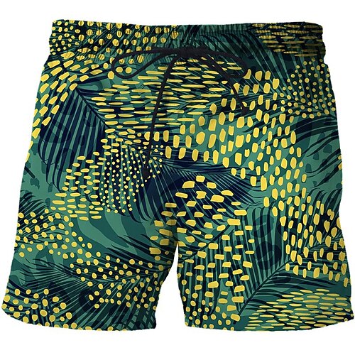 

Men's Casual Fashion Shorts Beach Shorts 3D Print Elastic Drawstring Design Knee Length Pants Daily Holiday Micro-elastic Graphic Leopard Comfort Soft Mid Waist Grass Green Green Orange Yellow M L XL