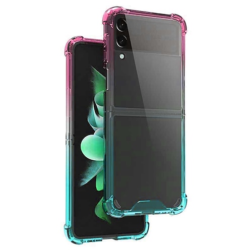 

Phone Case For Samsung Galaxy Flip Z Flip 4 Z Flip 3 Flip Transparent Four Corners Drop Resistance Color Gradient Acrylic