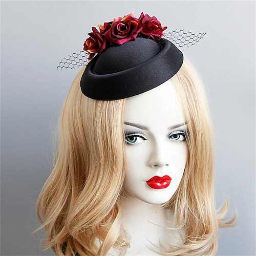 

Fashion Flower Mesh Hair Clip Hat for Women Etiquette Little Top Hat Party Host Banquet Lolita Dress Hair Accessories