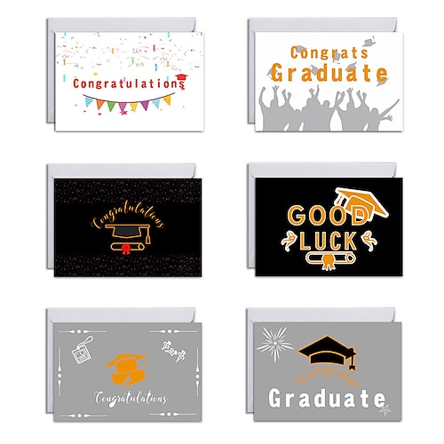 

Good Luck Celebration Graduation Party Greeting Card Set Youth Commemorative Card with Envelope Gift Sealing Sticker 12Pcs