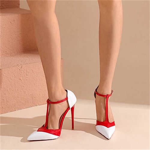 

Women's Heels Daily Summer Stiletto Heel Pointed Toe Minimalism EVA(ethylene-vinyl acetate copolymer) Loafer Color Block Black Red White