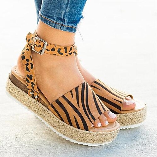 

Mulheres Sandálias Verão Presilha Sem Salto Peep Toe Pele PU Fivela Listrado Branco / Preto Preto / Amarelo