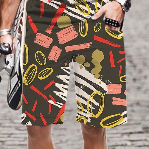 

Men's Casual Fashion Shorts Beach Shorts 3D Print Elastic Drawstring Design Knee Length Pants Daily Holiday Micro-elastic Graphic Graffiti Comfort Soft Mid Waist White Gray Pink Brown Coffee M L XL