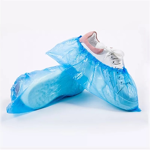 

100Pcs/pack Disposable Plastic Rain Shoe Covers Thickened Shoe Covers Plastic Color Waterproof And Dustproof Household