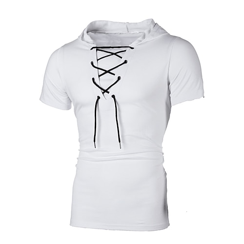 

Hombre Camiseta Plano Con Capucha Exterior Deportes Manga Corta Ropa Moda Sencillo Cómodo