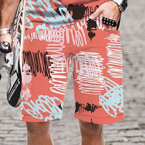 

Men's Casual Fashion Shorts Beach Shorts 3D Print Elastic Drawstring Design Knee Length Pants Daily Holiday Micro-elastic Graphic Graffiti Comfort Soft Mid Waist Blue Pink Khaki Royal Blue Dark Blue