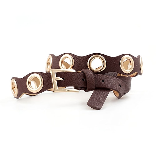 

Women's Unisex PU Buckle Belt PU Leather Prong Buckle Eyelet Casual Classic Party Daily Black Pink Brown Navy Blue