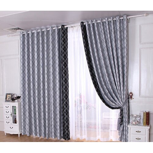 

Two Panel Simple Striped Stitching Style Jacquard Living Room Bedroom Dining Room Children's Room Insulation Blackout Curtains