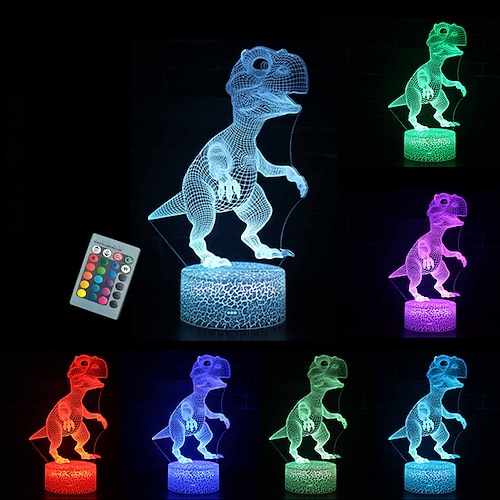 

Dinosaur 3D Nightlight Night Light for Children Color-Changing Adorable Remote Control Touch Dimmer Gradient Mode Thanksgiving Day Christmas AA Batteries Powered USB 3pcs
