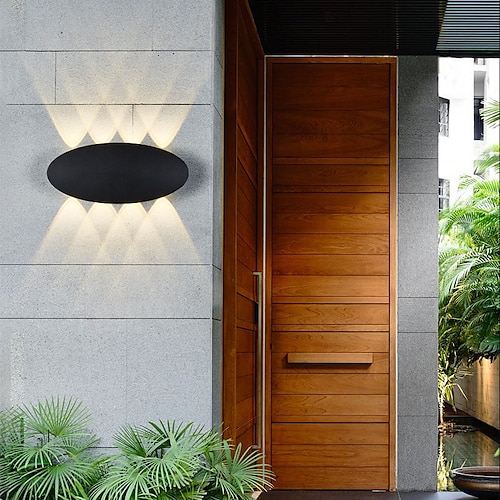 

Modern Outdoor Wall Light LED Waterproof Courtyard Hallway Oval Outdoor Acrylic Wall Lights 220-240V 1 W