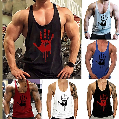 

Men's Tank Top Vest Top Undershirt Sleeveless Shirt Graphic Prints Hand Crew Neck Hot Stamping Plus Size Outdoor Daily Sleeveless Print Clothing Apparel Fashion Hawaiian Designer Classic