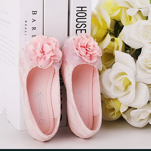 

Para Meninas Rasos Sapatos para Daminhas de Honra Sapatos Princesa Renda Com Transparência Crianças (4 a 7 anos) Branco Rosa claro Champanhe Outono Primavera