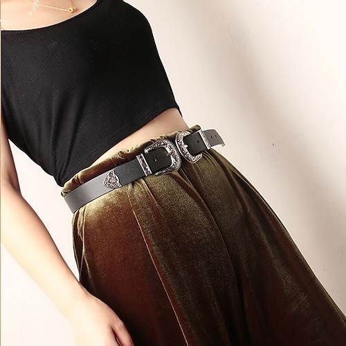 

Women's Unisex PU Buckle Belt PU Leather Prong Buckle Embossed Casual Classic Party Daily Black Brown Coffee