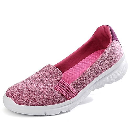 

Women's Sneakers Daily Plus Size Flyknit Shoes Summer Flat Heel Round Toe Casual Minimalism Walking Shoes Tissage Volant Loafer Solid Colored Black Rosy Pink Dark Blue