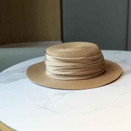 

Hats Basketwork Straw Hat Wedding Fashion With Ribbons Headpiece Headwear