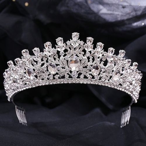 

Crown Tiaras Alloy Wedding Special Occasion Bridal With Sparkling Glitter Headpiece Headwear