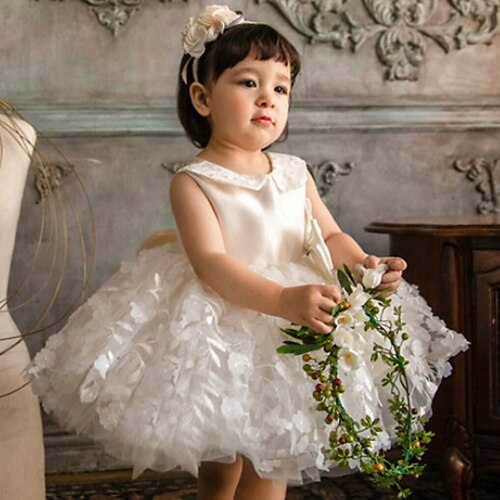 

Kids Girls' Dress Floral A Line Dress Knee-length Dress Birthday Ruched Sleeveless Cute Dress 3-10 Years Fall White