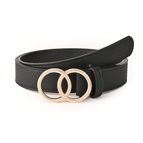 

Women's PU Buckle Belt PU Leather Prong Buckle O-ring Cowboy Holiday Black