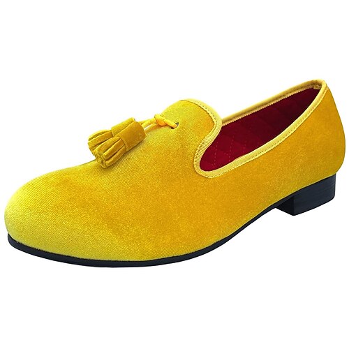 yellow velvet loafers