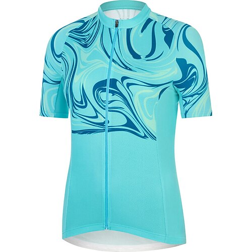 

21Grams Women's Cycling Jersey Short Sleeve Bike Top with 3 Rear Pockets Mountain Bike MTB Road Bike Cycling Breathable Quick Dry Moisture Wicking Reflective Strips Blue Graphic Polyester Spandex