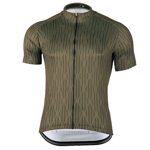 

21Grams Men's Cycling Jersey Short Sleeve Bike Top with 3 Rear Pockets Mountain Bike MTB Road Bike Cycling Breathable Quick Dry Moisture Wicking Reflective Strips Army Green Stripes Polyester Spandex